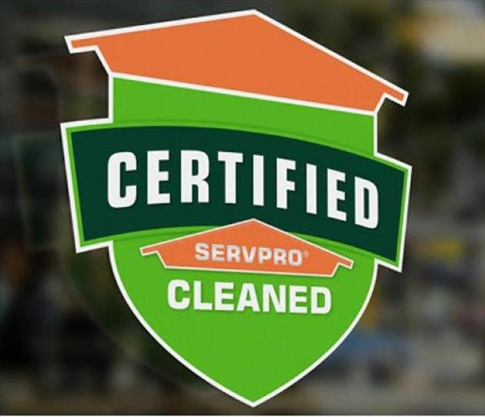 Certified: SERVPRO Cleaned Label on Window