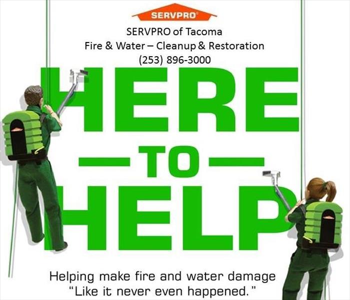SERVPRO flyer that reads here to help